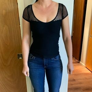 Black fitted Bebe top.